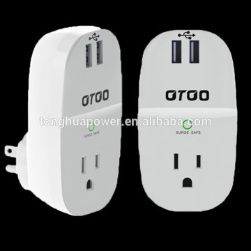 Adaptor with Dual USB Chargers US surge adapter USB Travel Surge Protector