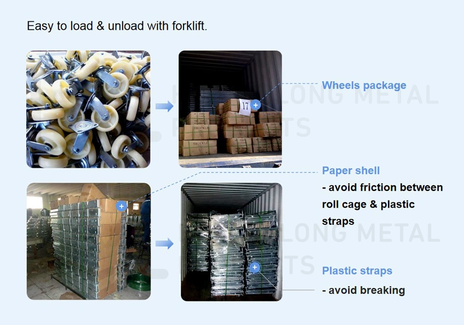 Logistic Nested Metal Storage Cages with Wheels Wire Mesh Steel Trolleys