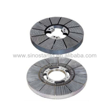 Disc refiner plates for refining waste paper pulp