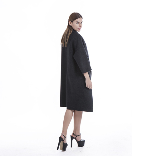 Simple black cashmere overcoat