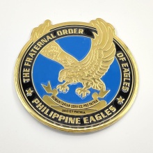 Phil Eagle Emblem Sticker: 3.5\" Bendable Motor Light Weight Aluminum Gold Blue Decal