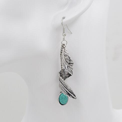 New Retro Earring Turquoise Leaves Vintage Earrings