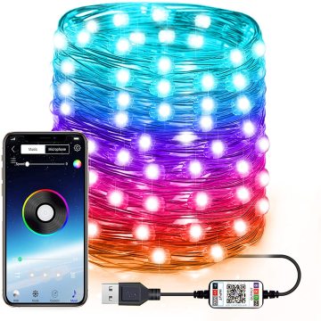 Remote Controlled USB Smart RGB Fairy String Light for Christmas Tree - Music Sync and APP Control