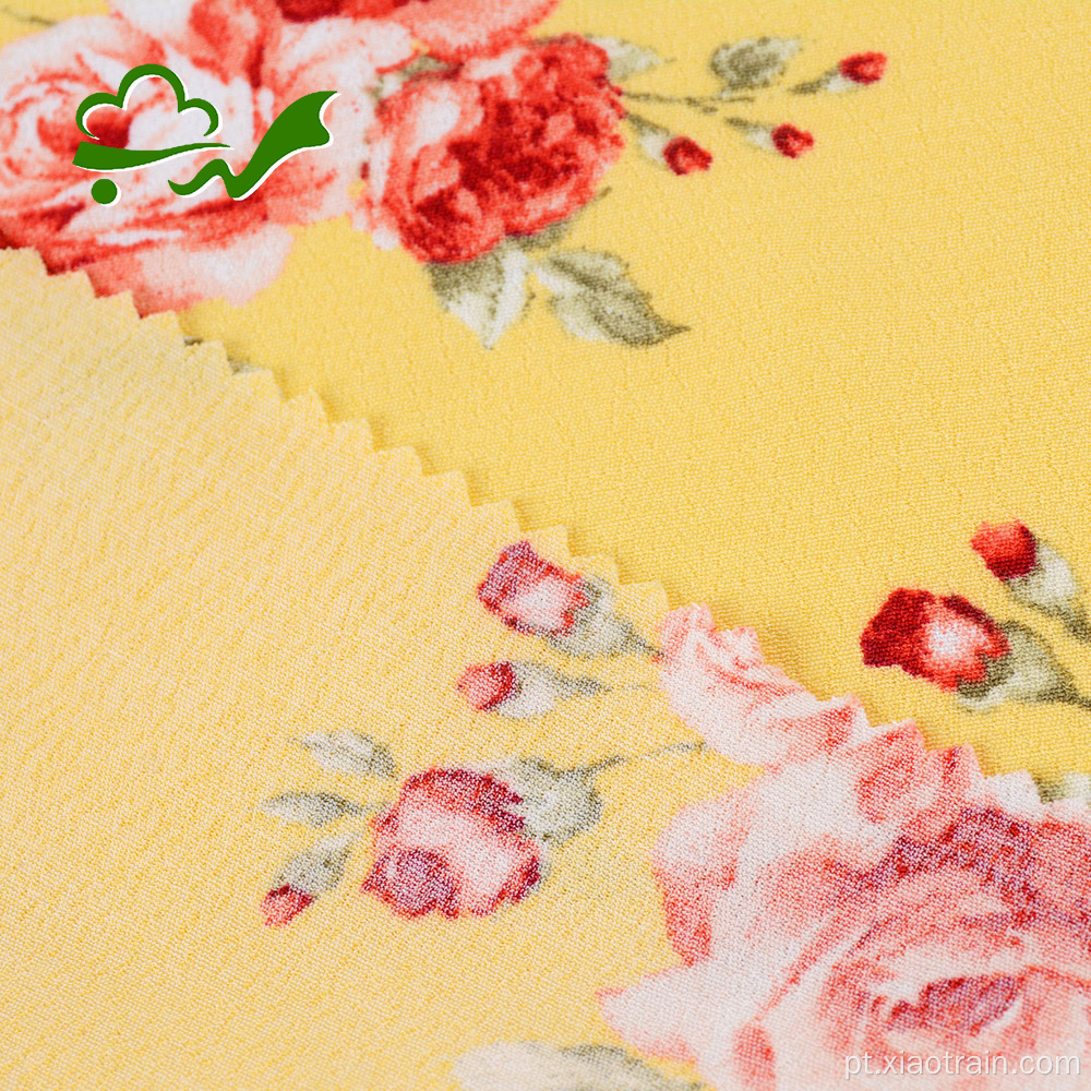 Tecido de raiom de viscose crepe estampado com flores