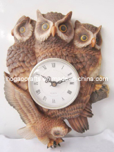 Polyresin Resin Owl Wall Clock