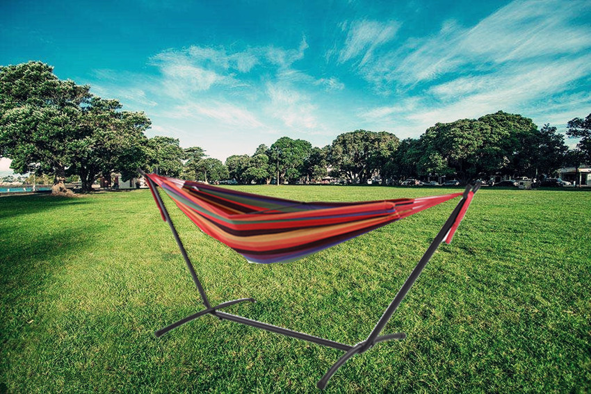 Steel space-saving  hammock with canopy