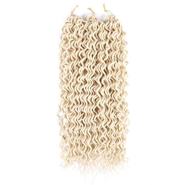 Wholesale 18 inch Curly Faux Locs Wavy Goddess Locs Crochet Hair Braids Pre looped Synthetic Hair Extension Wavy Soft Dreadlock