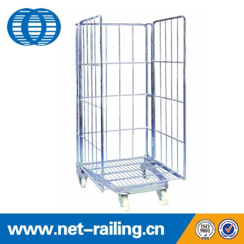 Warehouse folded security wire mesh demountable roll container