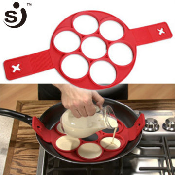 Chinese Supplier 7 in 1 Custom Round Silicone Egg Pancake Mold Rings Pancake Maker
