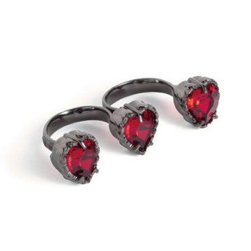 Red diamond ring double finger ring heart double ring.doc