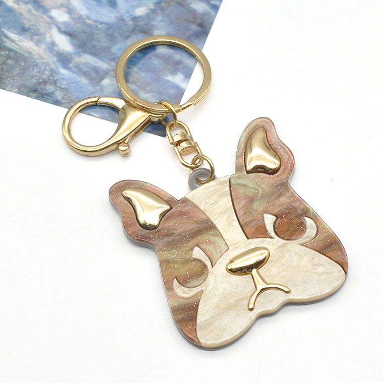 Manufacturer laser cut gold filled stainless steel dog jewelry acrylic  keychain