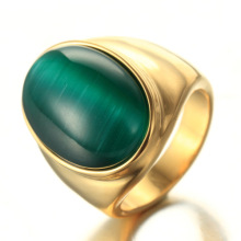 Vintage engraved titanium steel imitation gem ring