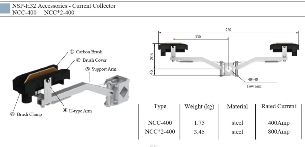 Unipole Insulated Conductor Nsp-H32 Current Collector