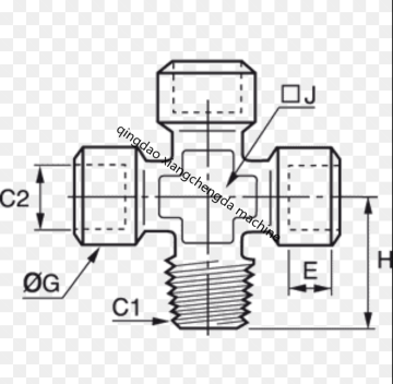 Brass Cross Femal BSPP Male BSPT Accessory