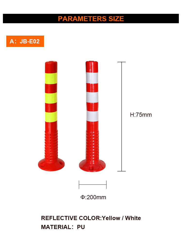 Highly Visible Reflective Traffic Safety Flexible Delineator, Plastic Bollard Warning Post/