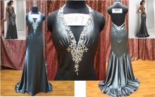 V Neck With Beaded Straps Charmeuse Beaded Petite Formal Evening Dresses
