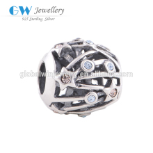 Openworking Silver Charm Colorful Rhinestone Bead Directly Price Charm