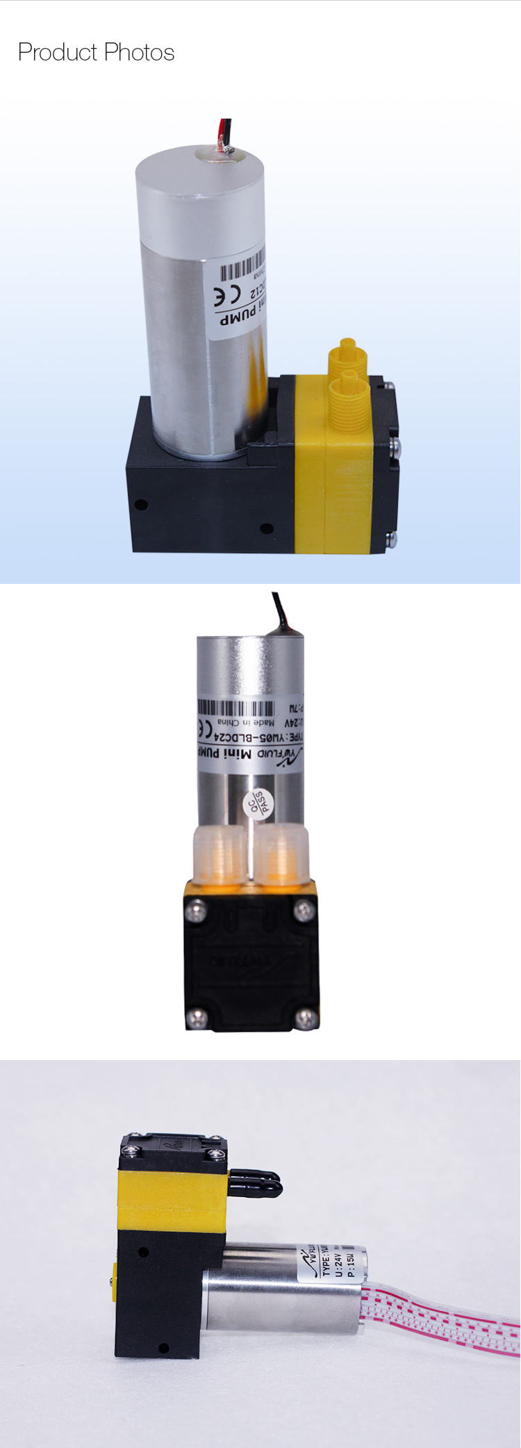 YW05-A-BLDC 12V 24V Brushless Diaphragm Pump Single Head Oil-free Fresh Water Pump 320ml/min Air Diaphragm Pump 3L/min