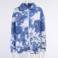 Custom Ladies Sherpa Jacket Tie Dye Fleece Coat