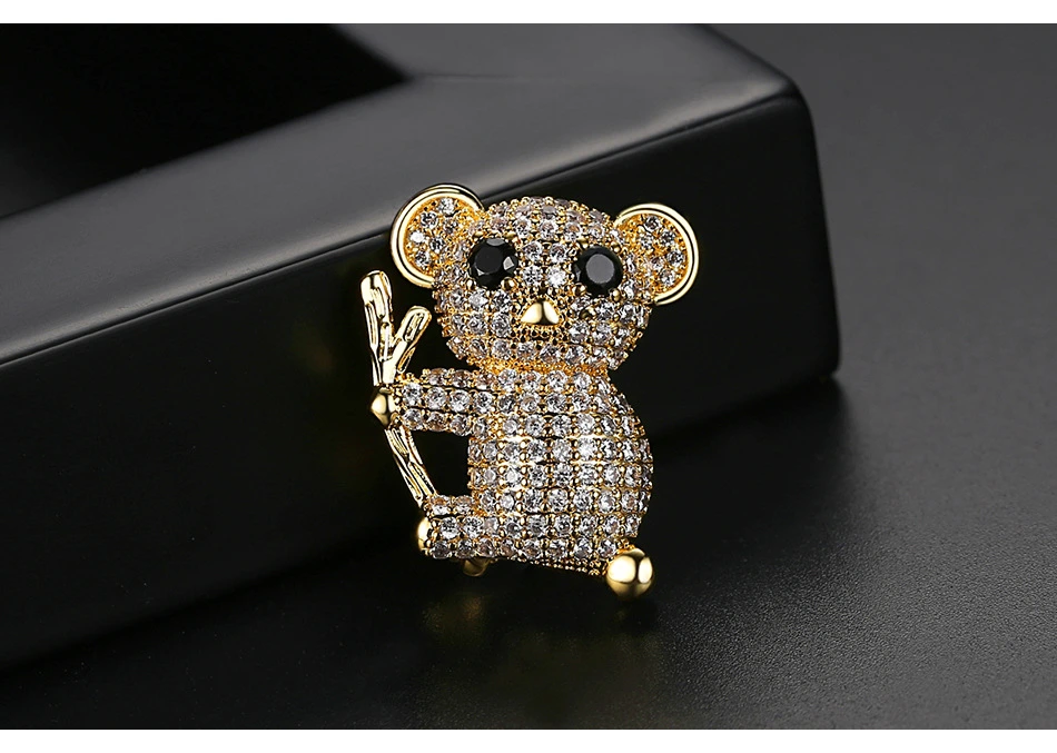 Cute Koala Lovely Cubic Zirconia Brass Brooch