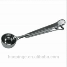 Stainless Steel Ground Coffee Measuring Scoop Spoon With Bag Seal Clip