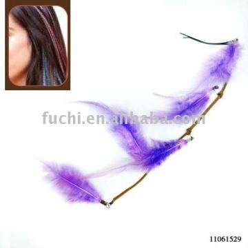 Hair extension clip with feather