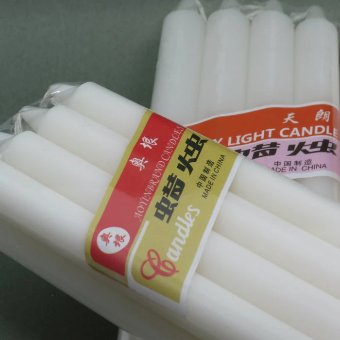 China Candle Making Decorative Spiritual White Plain Candle with Cellphane Pack