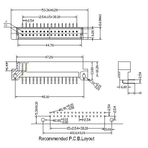 Right Angle Plug Type Half B Connectors 32 Positions