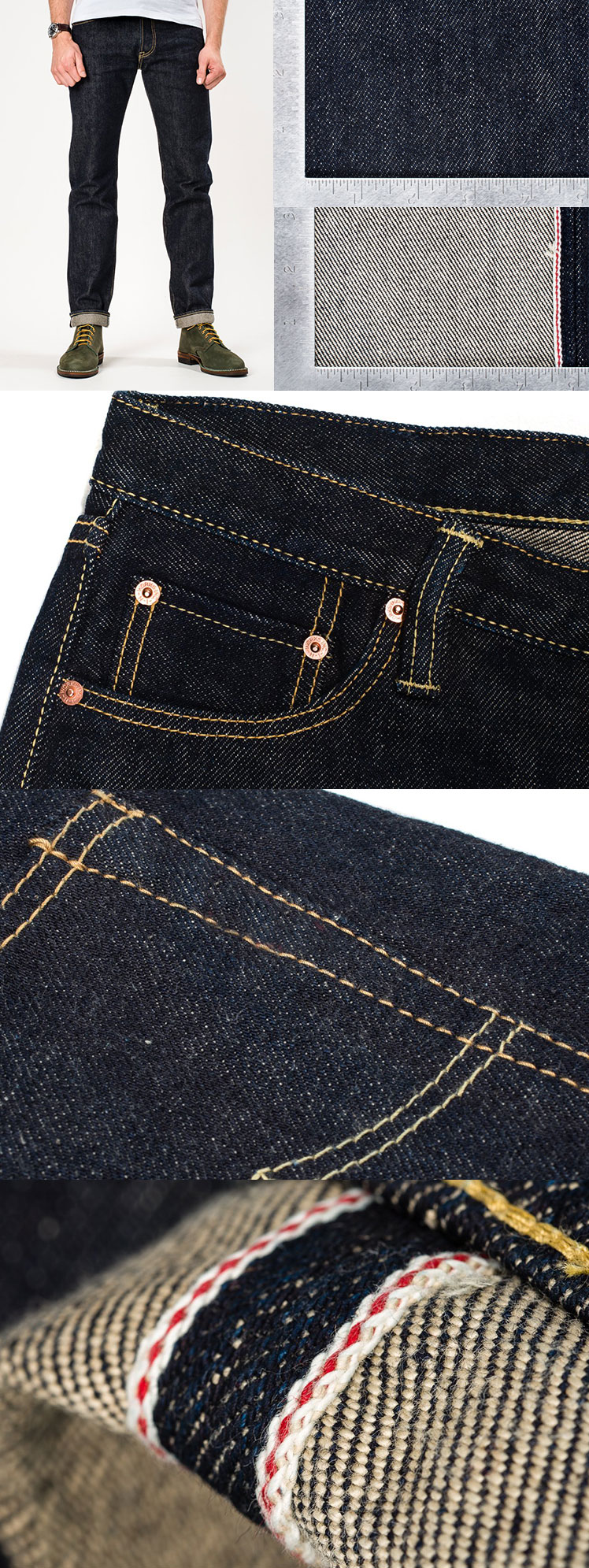 Super Heavy 21oz Indigo Japanese Selvedge Denim Modern Super-Slim Button Fly Jeans Man