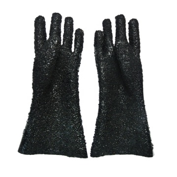 Black PVC All particles Flannelette lined gloves 40cm