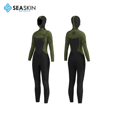 Seaskin Ladies 4/3mm Neoprene Hooded Chest Zip Wetsuit