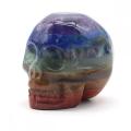 Estatua de la cabeza del cráneo de cristal de 35 mm Gemstone Talled Skeleton Figuras Reiki Healing Stone para decoración del hogar Decoraciones de Halloween