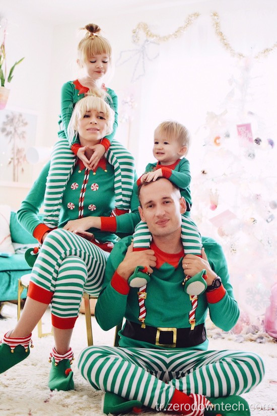 Mutlu Noeller Baskı Aile Kutup Ayısı Noel Pijamaları