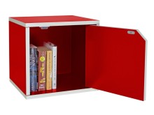 Red Colored Cardboard Kid Books Storage Box With Door