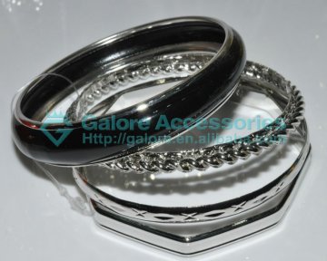 fashion metal indian black silver bangle set