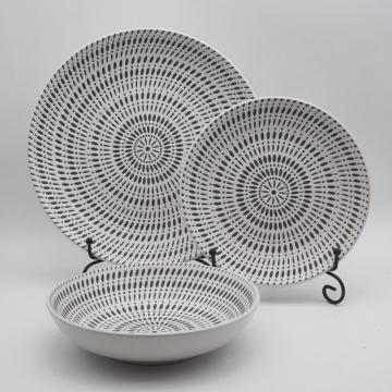 Hot selling ceramic dinner set,white Emboss stoneware dinnerware sets