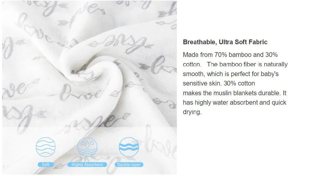 Wholesale Bamboo Organic Cotton Baby Blankets Washable Cotton Baby Muslin Swaddle Blankets