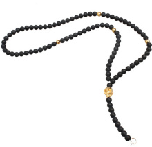 Gold Plated Single Skull Head Charm Bead Necklace