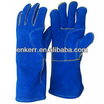 welding glove,blue cow split leaher work glove