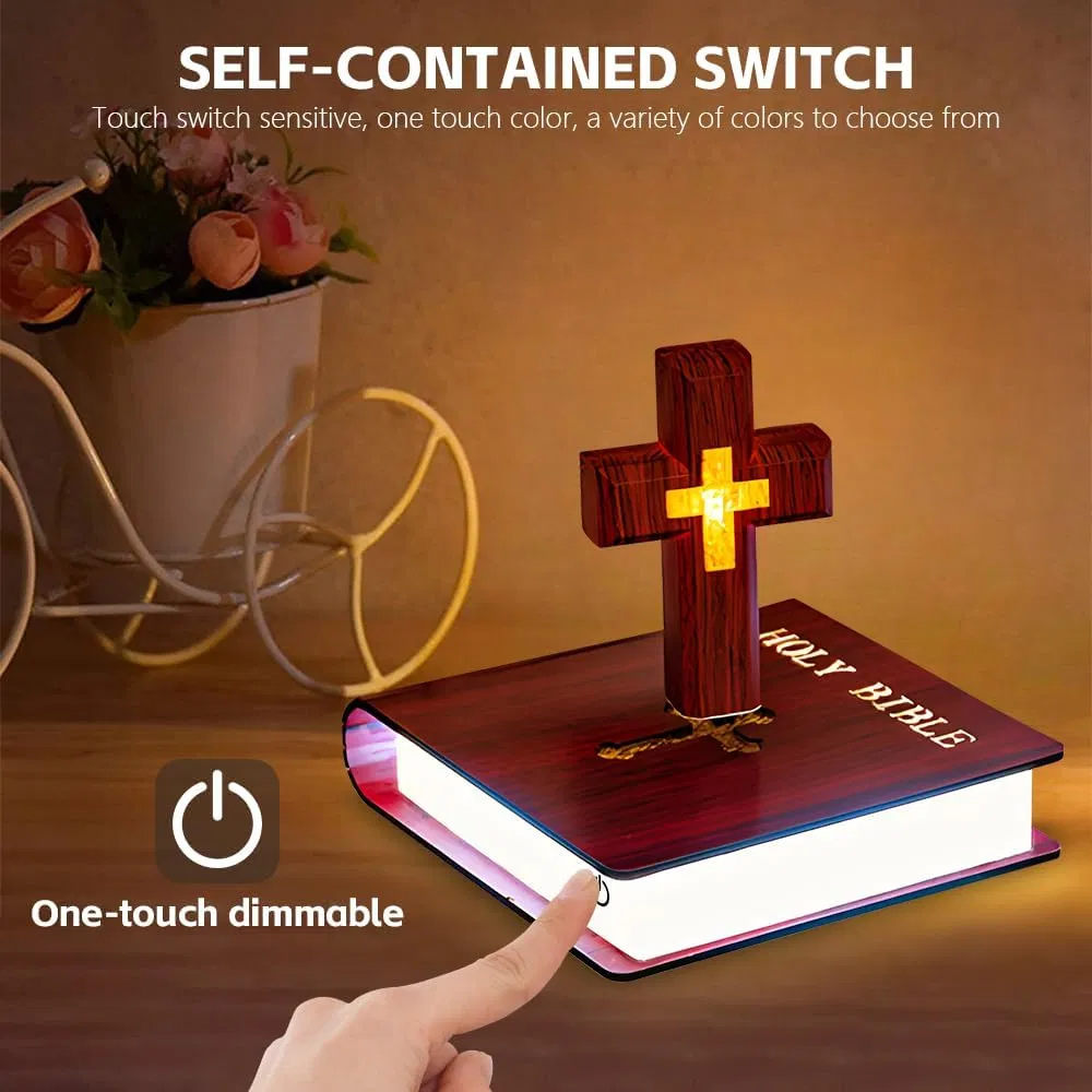Holy Nightlight: Magnetic Levitating Cross Decor for Peaceful Spaces