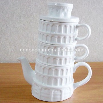 factory manufacturing stoneware relief tower tea pot