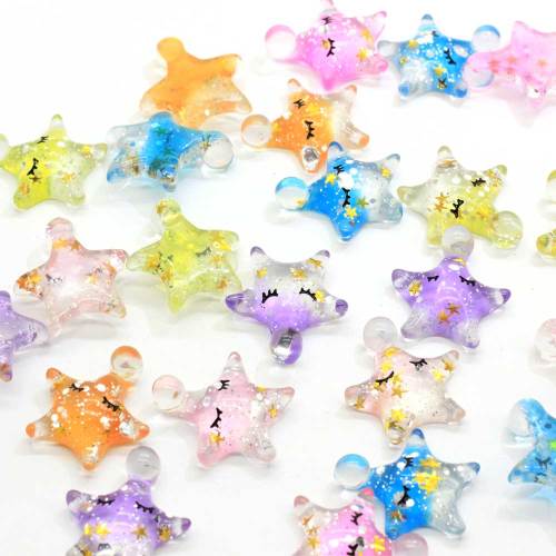 21mm Glitter Star Rhinestone Flat Back Resina Slime Charms para arcos DIY Scrapbooking Phone Decor