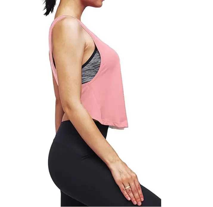 Women's Sexy Open Back Yoga Tops Backless Shirt Summer Workout Tank Top