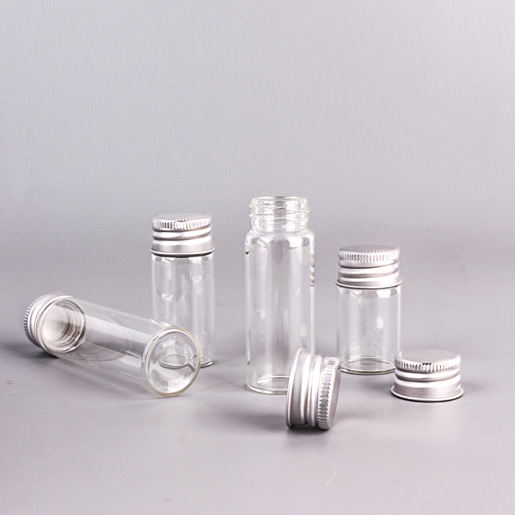 Clear Glass Empty Essential Oil Tube Cosmetics Creams Storage Travel Container With Aluminum Screw Lid