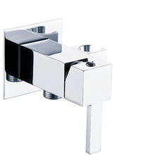 Double outlet brass cartridge zinc chrome angle valve for water control