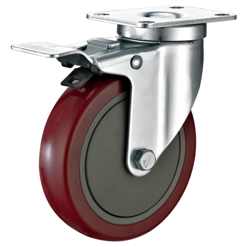 American Medium Duty PU Plate Rigid Caster Wheels Total lock