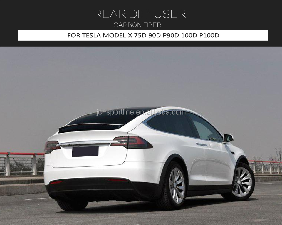 Carbon Fiber Rear Bumper Lip for Tesla Model X 75D 90D P90D 100D P100D 16-18