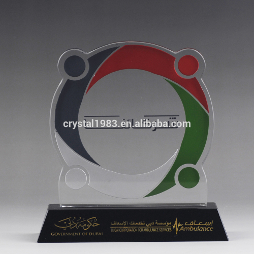 High Quality Crystal Outstanding Worker Award Souvenir Blue Crystal Dubai trophy