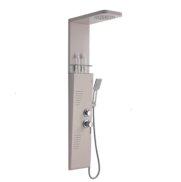 YL5569 Factory Price Brushed anti-fingerprint Stainless Steel Shower Panel with Shelf