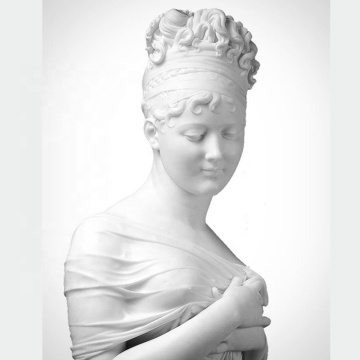 Lifesize Hand-carved Carrara Marble Bust of Juliette Recamier